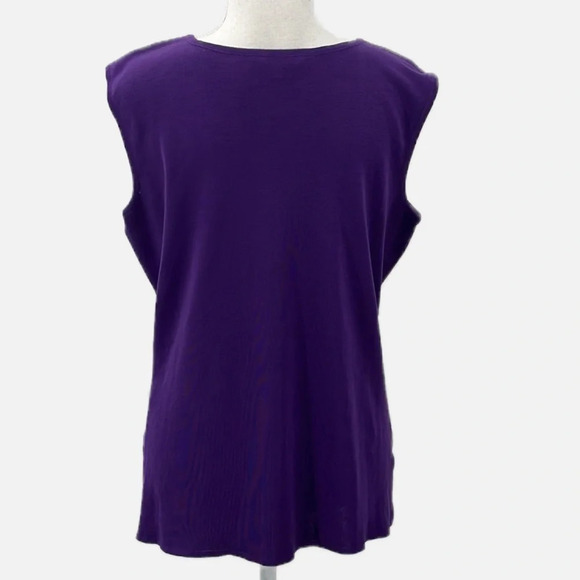 Misook Classic Knit Tank Top Scoop Neck Side Slit in Purple - Size Medium - Picture 5 of 7
